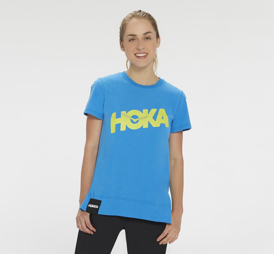 Hoka One One Tee Womens Blue - Brand - 27516PYWQ